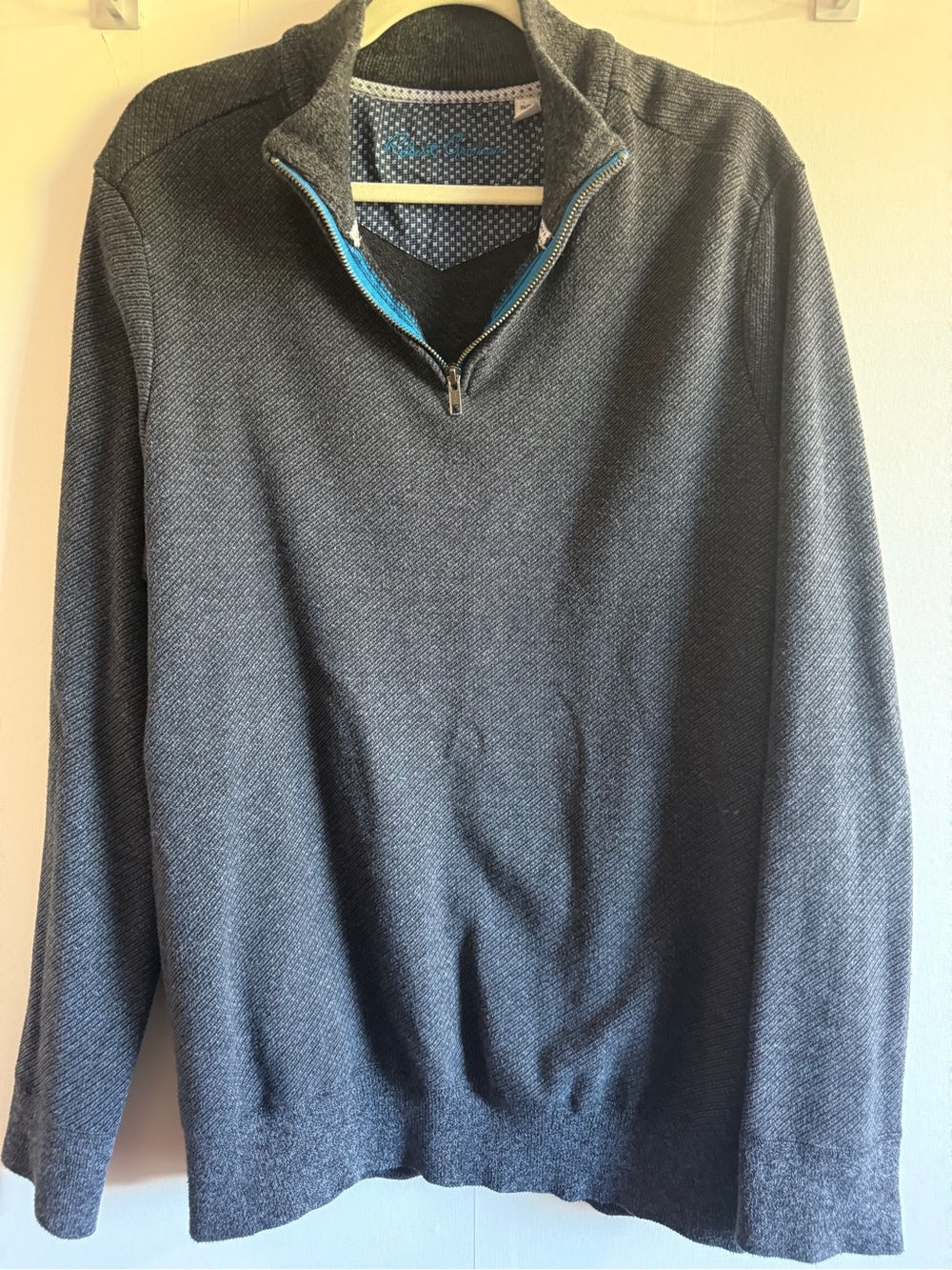 Robert Graham XL Charcoal Quarter Zip Cotton Blend Pullover Sweater Mens